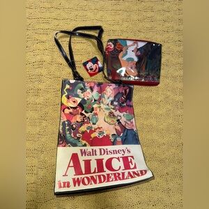 Walt Disney Alice in Wonderland Mad Hatter Tea Party 12"x9" Tote Bag and pouch